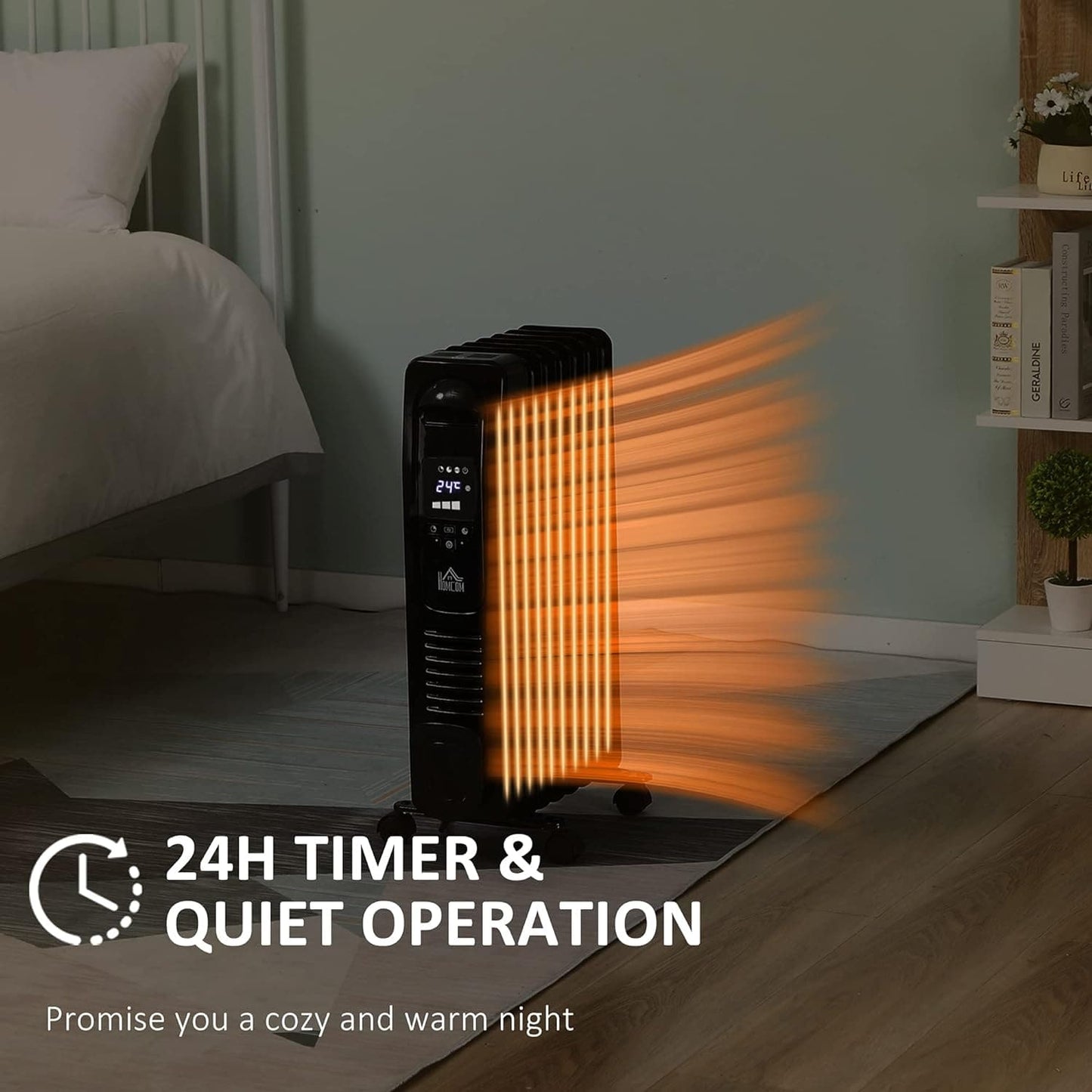 Maplin 1630W 7 Fin Portable Oil Filled Radiator with Timer & Remote Control - maplin.co.uk
