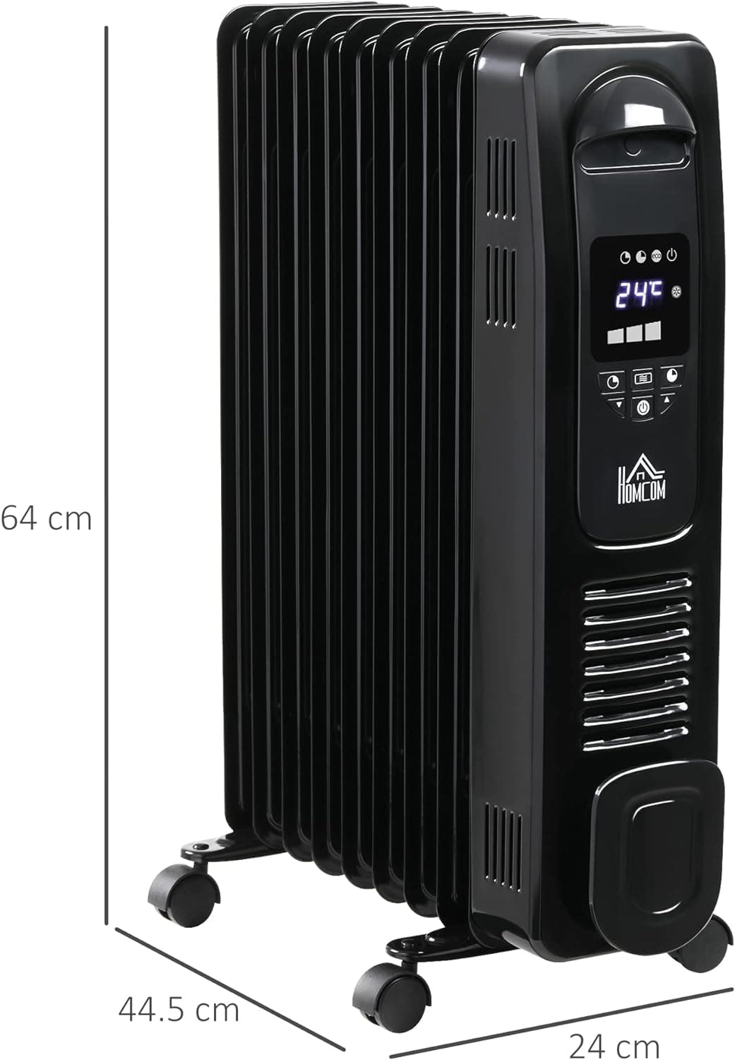 Maplin 2180W Digital 9 Fin Portable Electric Oil Filled Radiator with LED Display, Timer, 3 Heat Settings, Safety Cut-Off & Remote Control - maplin.co.uk