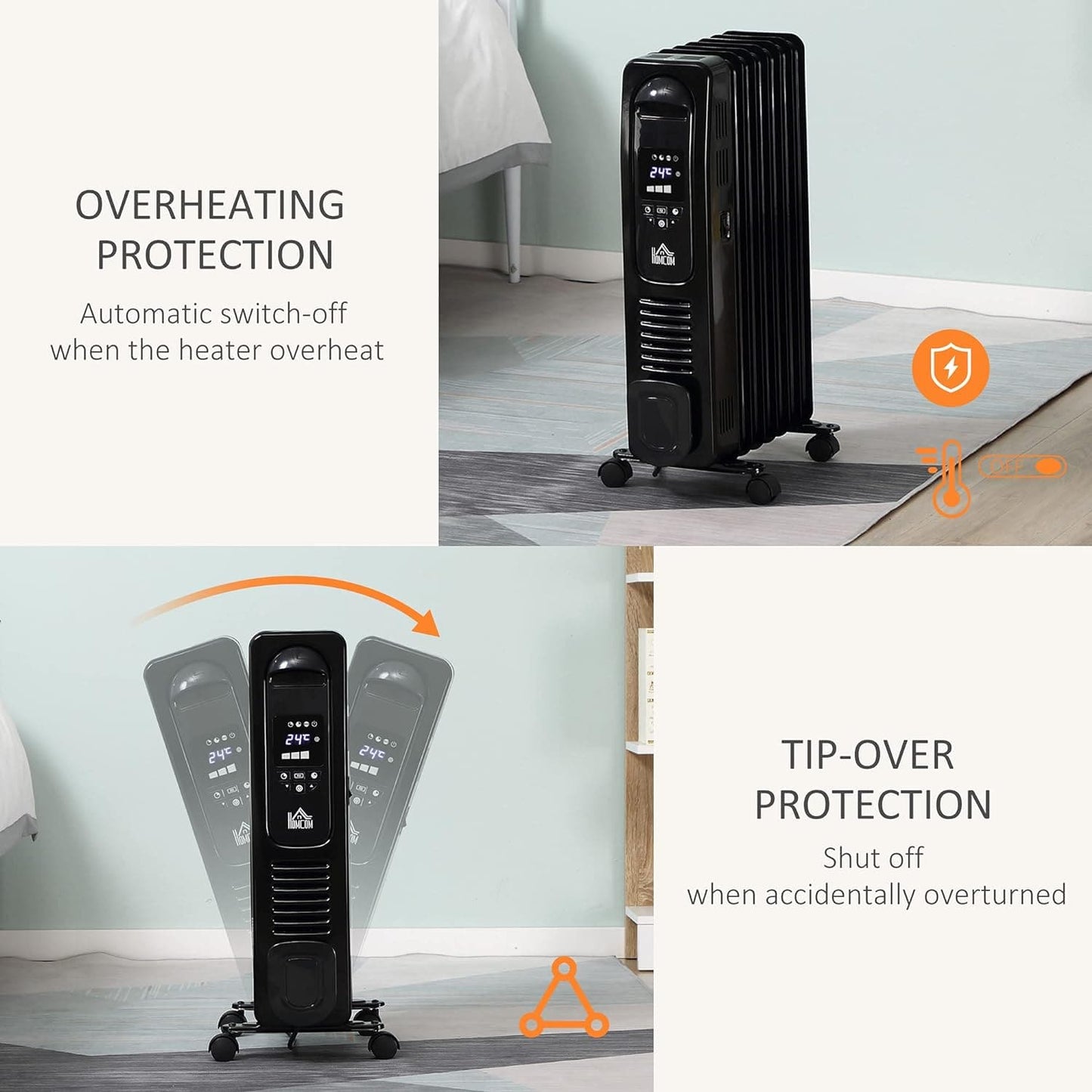 Maplin 1630W 7 Fin Portable Oil Filled Radiator with Timer & Remote Control - maplin.co.uk