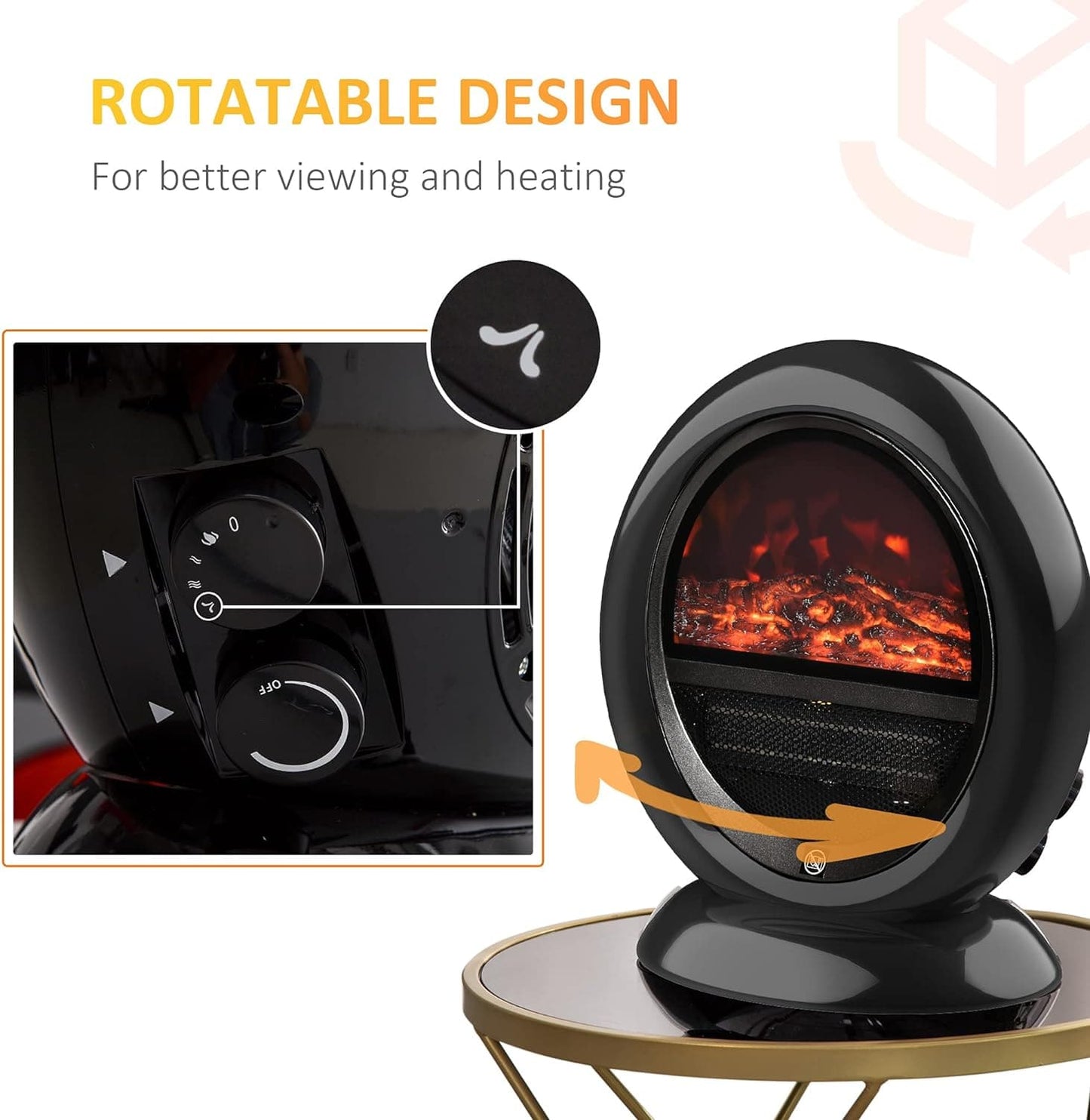Maplin 1500W Freestanding Electric Fireplace Heater with Flame Effect & Rotatable Head - maplin.co.uk
