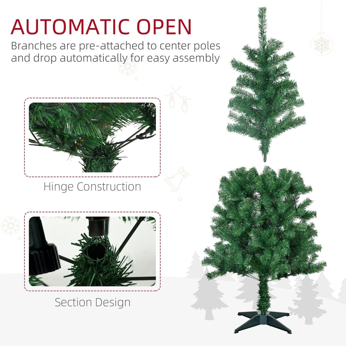HOMCOM 5ft LED Artificial Christmas Tree with Decorations - maplin.co.uk