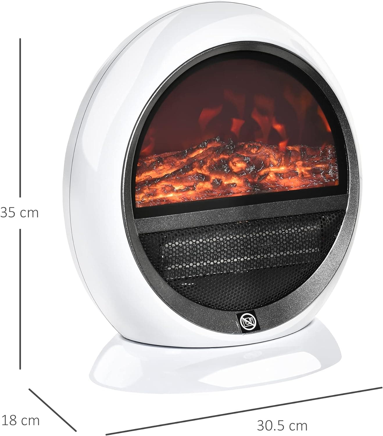 Maplin 1500W Freestanding Electric Fireplace Heater with Flame Effect & Rotatable Head - maplin.co.uk