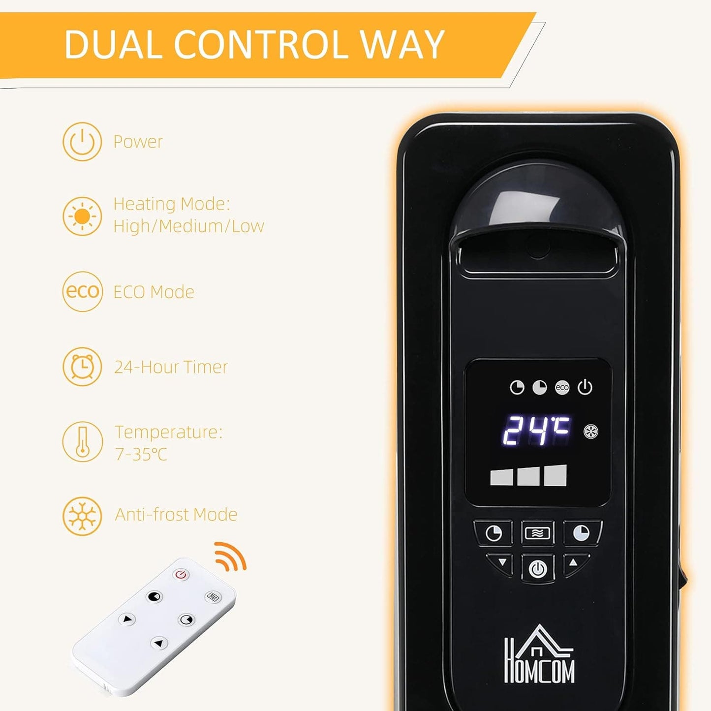 Maplin 1630W 7 Fin Portable Oil Filled Radiator with Timer & Remote Control - maplin.co.uk