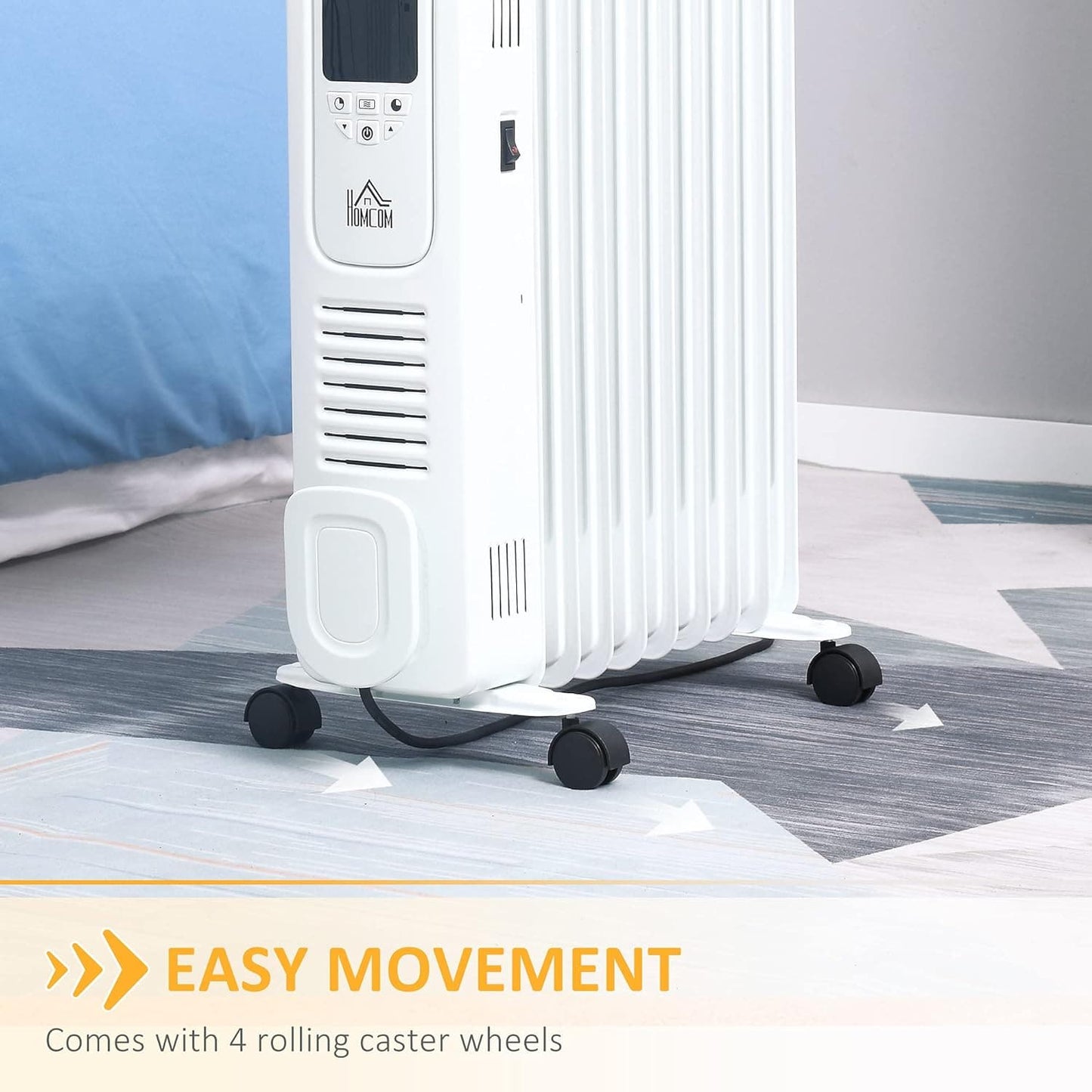 Maplin 2180W Digital 9 Fin Portable Electric Oil Filled Radiator with LED Display, Timer, 3 Heat Settings, Safety Cut-Off & Remote Control - maplin.co.uk