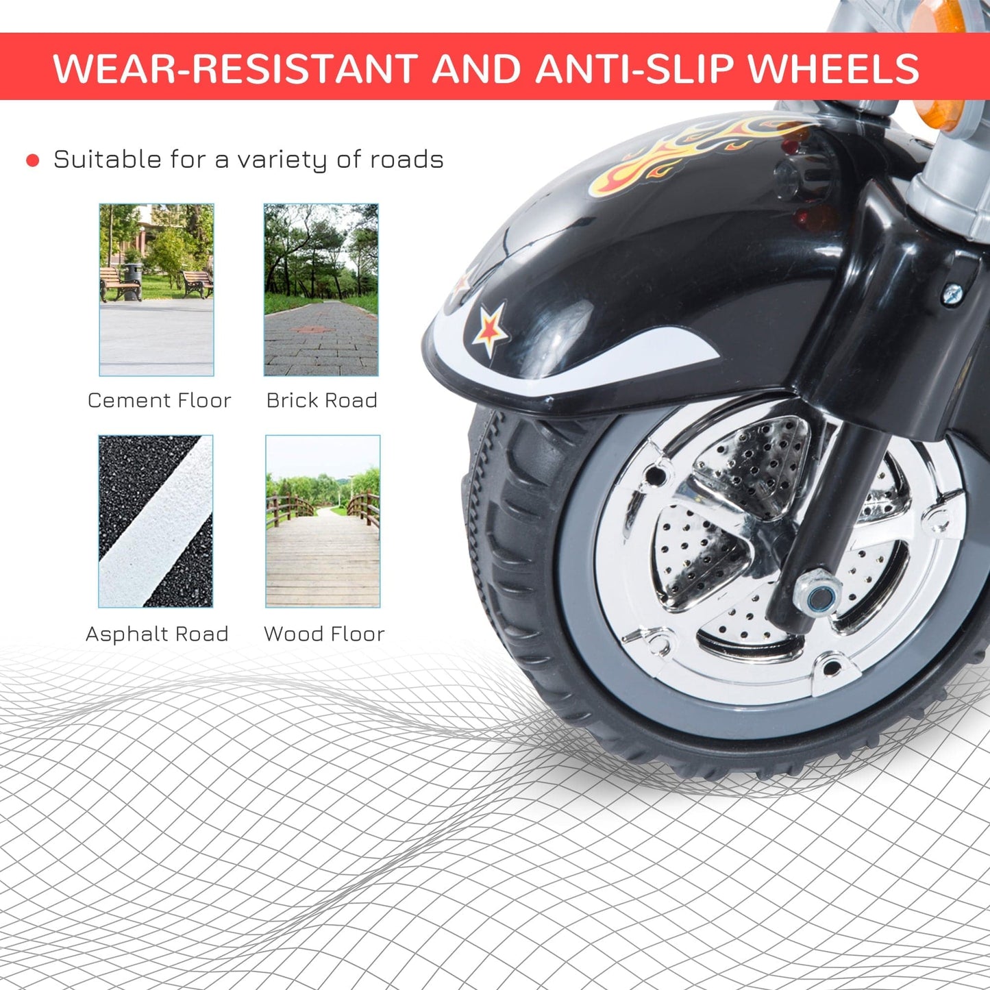HOMCOM Kids Electric 6V Battery Operated Ride On Toy Motorbike Scooter Trike - Black - maplin.co.uk