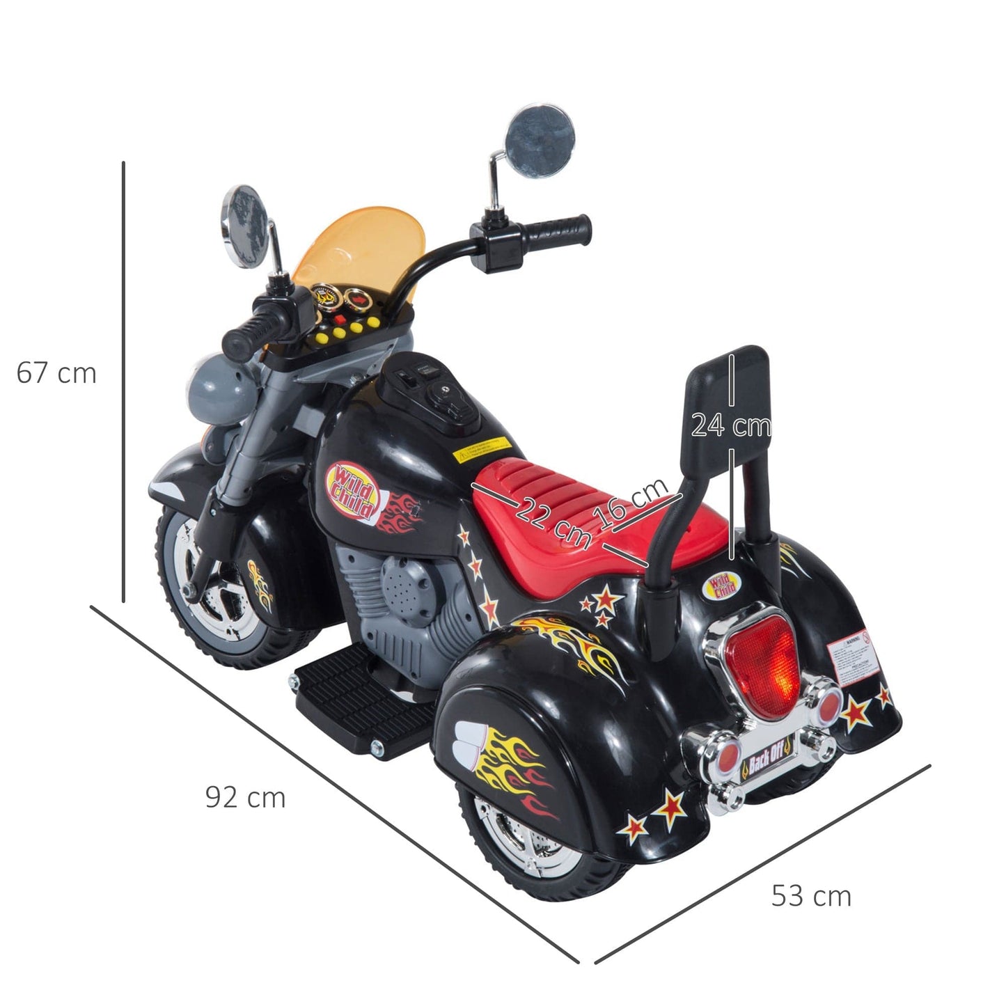 HOMCOM Kids Electric 6V Battery Operated Ride On Toy Motorbike Scooter Trike - Black - maplin.co.uk