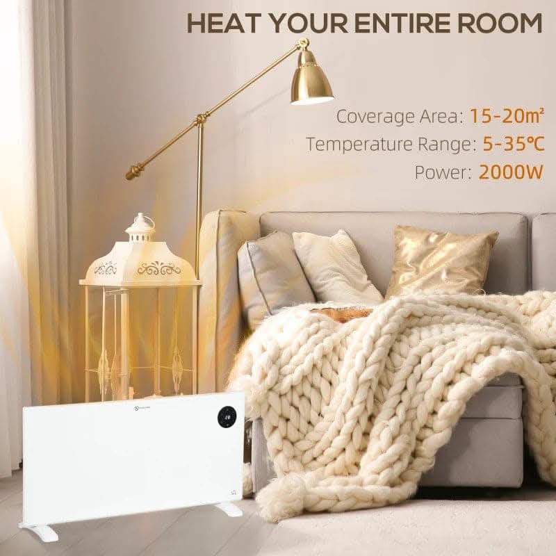 Maplin Plus 2000W Freestanding / Wall Mounted Electric Convector Space Heater with Adjustable Thermostat & Timer