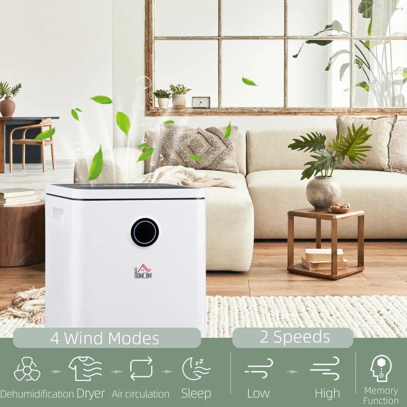 Maplin Plus 10L/Day 2500ml Portable Quiet Dehumidifier with WiFi Smart App Control