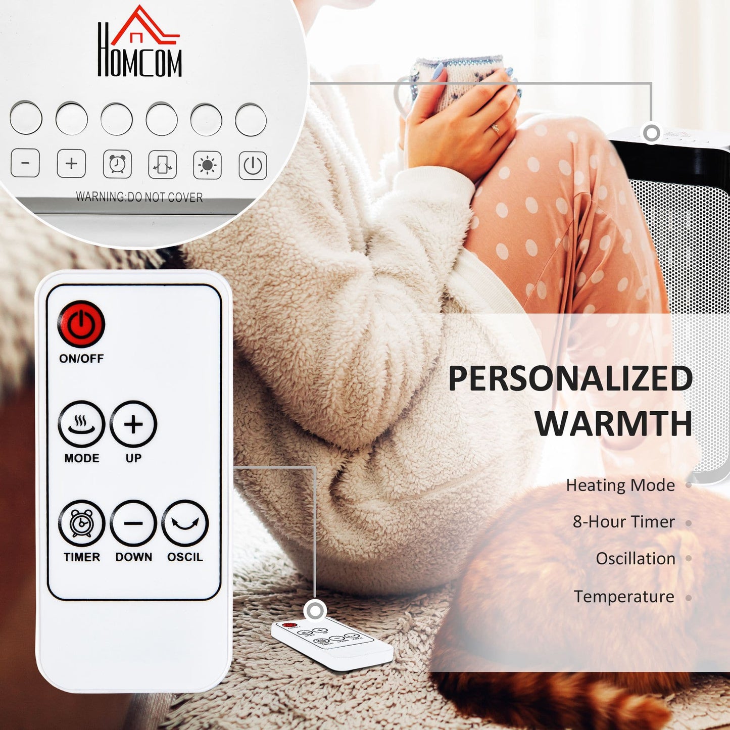 Maplin Plus Portable Oscillating Ceramic Space Heater with Over Heating & Tip-Over Protection