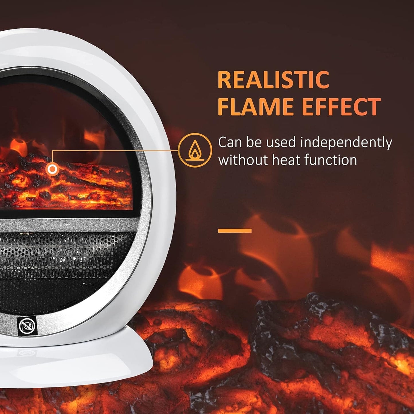 Maplin 1500W Freestanding Electric Fireplace Heater with Flame Effect & Rotatable Head - maplin.co.uk
