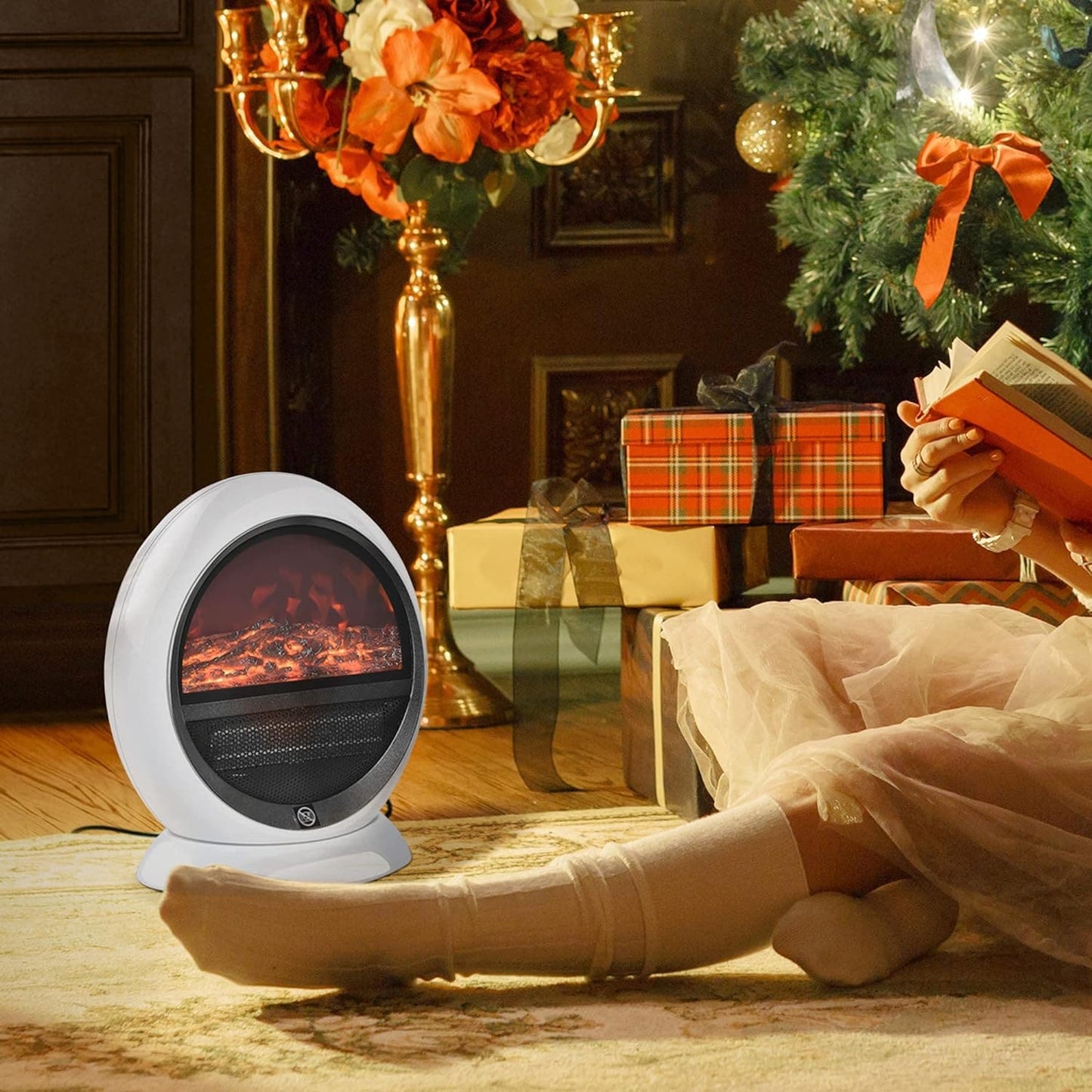 Maplin 1500W Freestanding Electric Fireplace Heater with Flame Effect & Rotatable Head - maplin.co.uk
