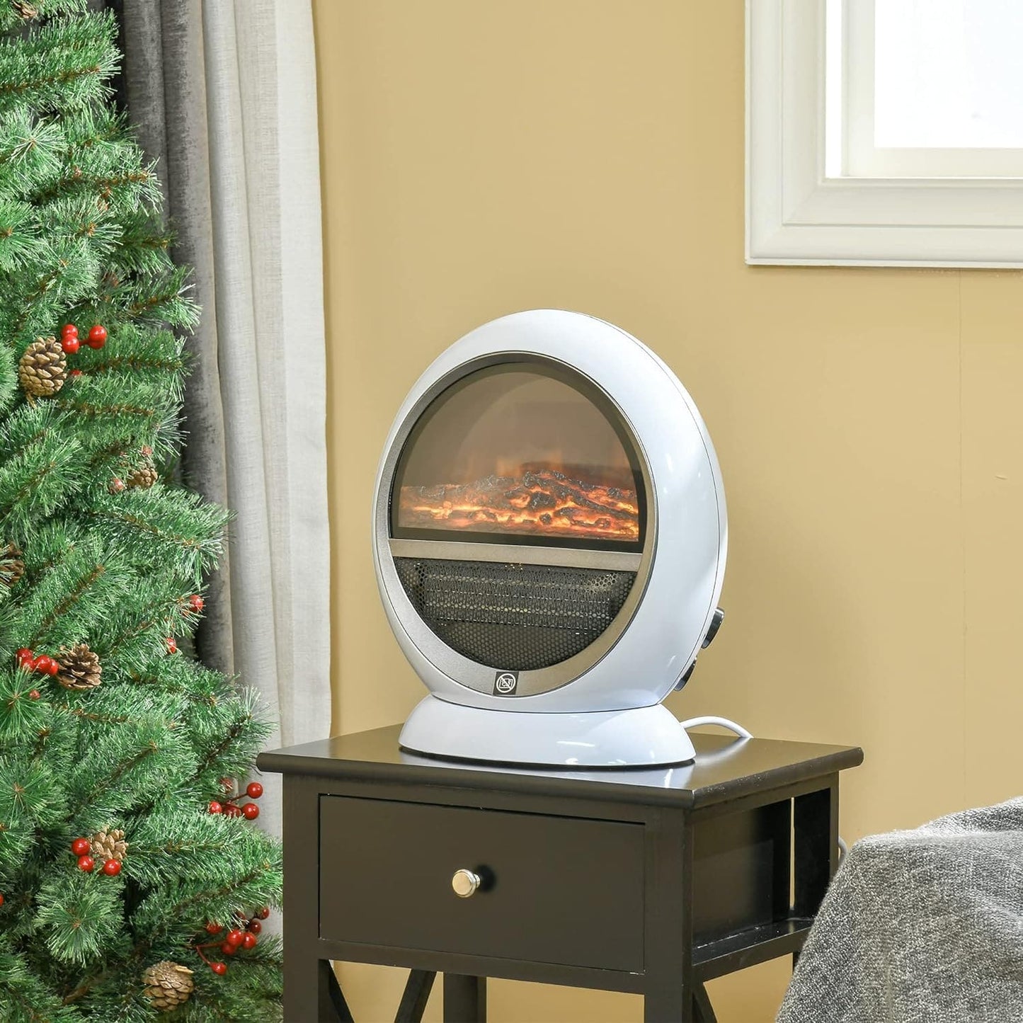 Maplin 1500W Freestanding Electric Fireplace Heater with Flame Effect & Rotatable Head - maplin.co.uk