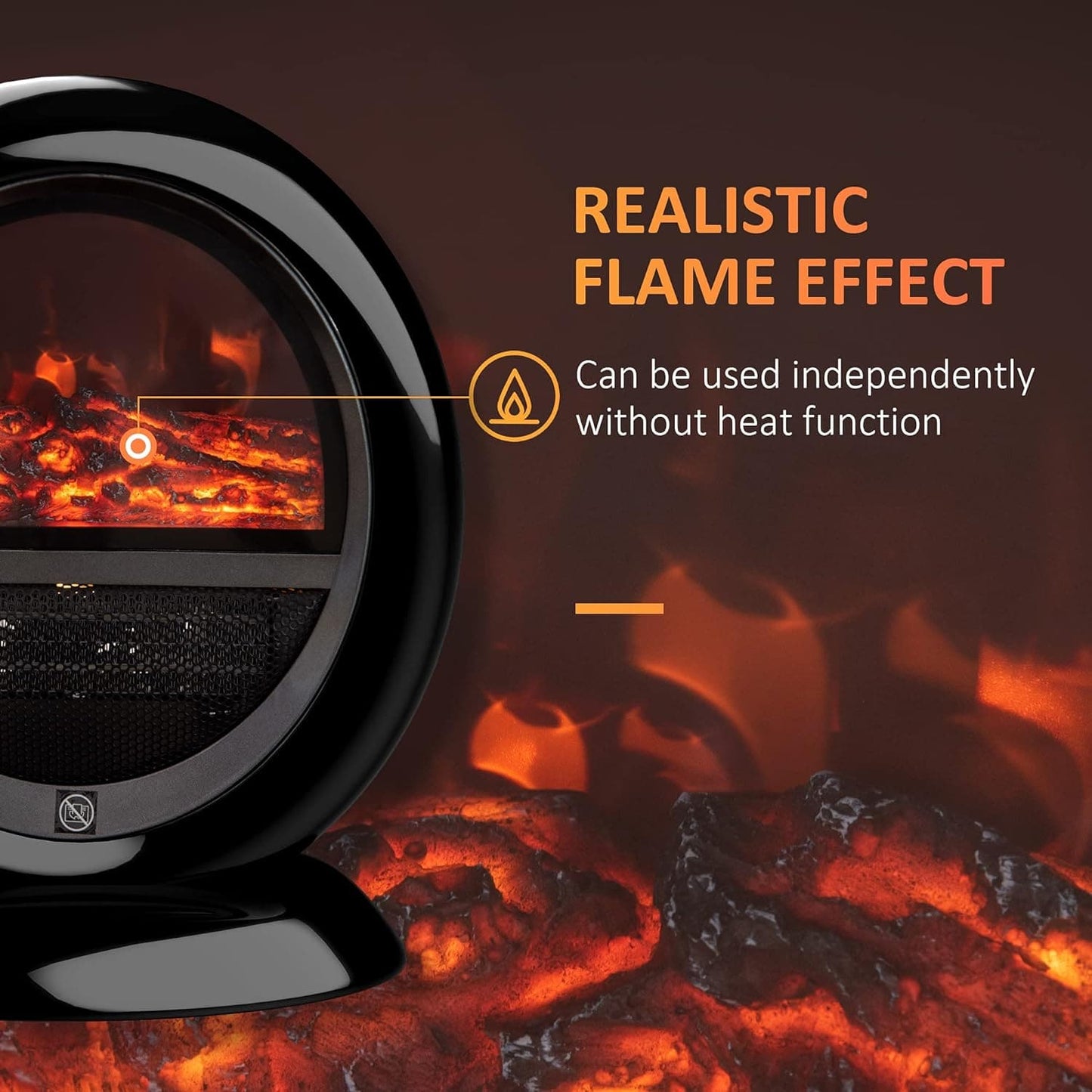 Maplin 1500W Freestanding Electric Fireplace Heater with Flame Effect & Rotatable Head - maplin.co.uk