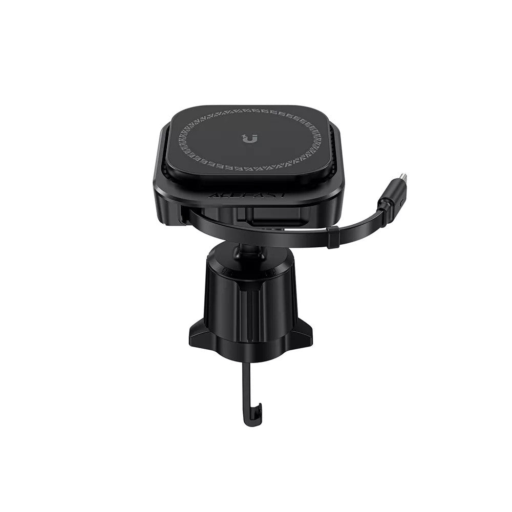 Acefast Universal MagSafe Magnetic Car Air Vent Holder & USB-C Retractable Cable - Black