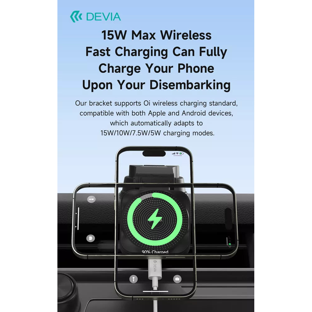 Devia 15W Wireless Charging MagSafe Universal Car Holder - Black