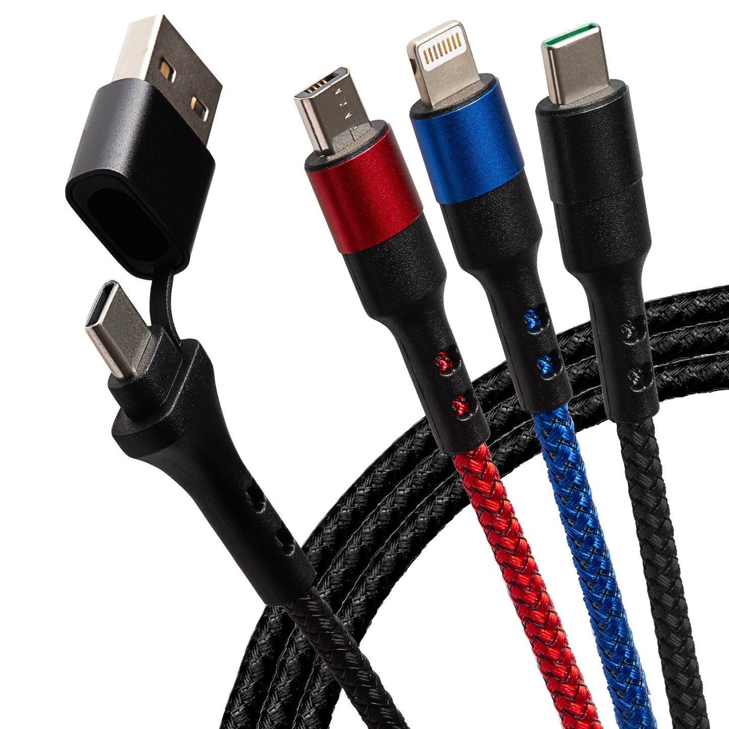 Maplin USB-C & USB-A to USB-C / Lightning / Micro USB 3-in-1 Braided Cable