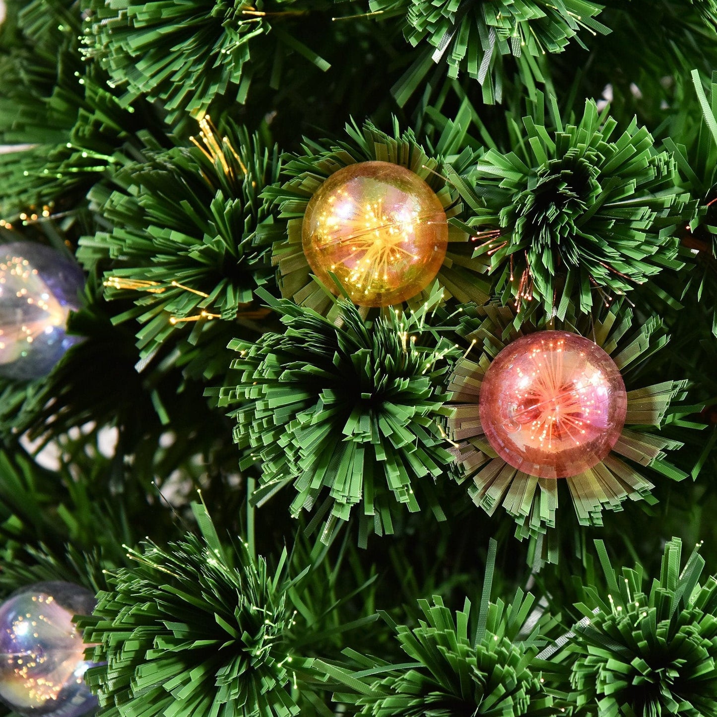 HOMCOM 4ft Pre-Lit Fibre Optic Artificial Christmas Tree with Golden Stand - maplin.co.uk