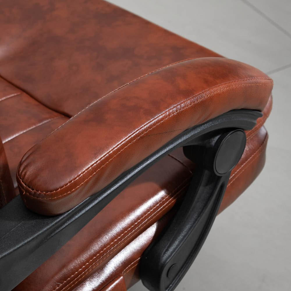 ProperAV Extra PU Leather Adjustable Reclining Executive Office Chair with 7 Point Vibrating Massage & Footrest - Brown