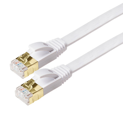 Maplin RJ45 CAT7 Flat Ethernet LAN Cable - White, 20m (Pack of 5)