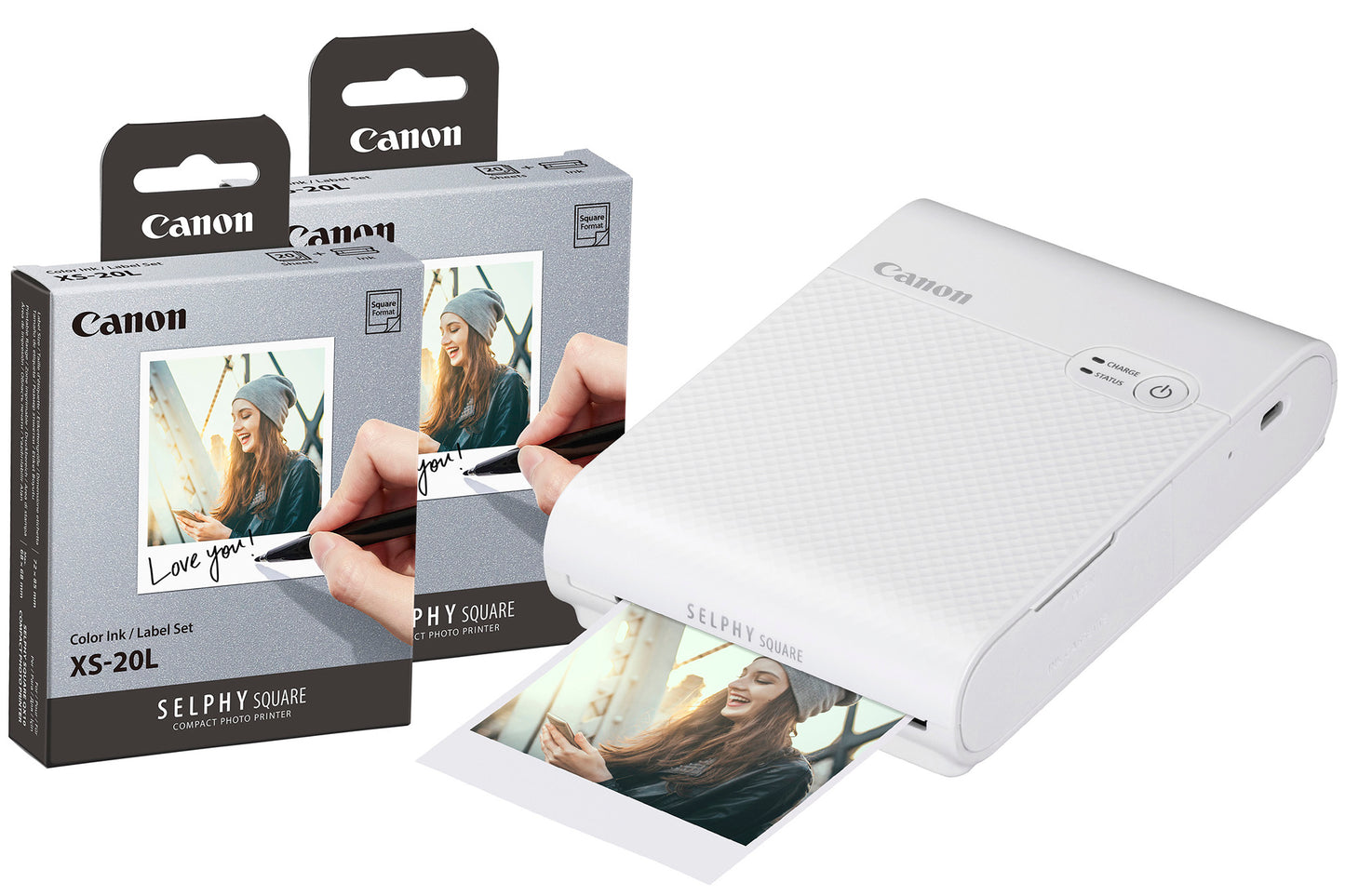 Canon Selphy Square QX10 Wireless Photo Printer - White Printer + 40 Shot Pack