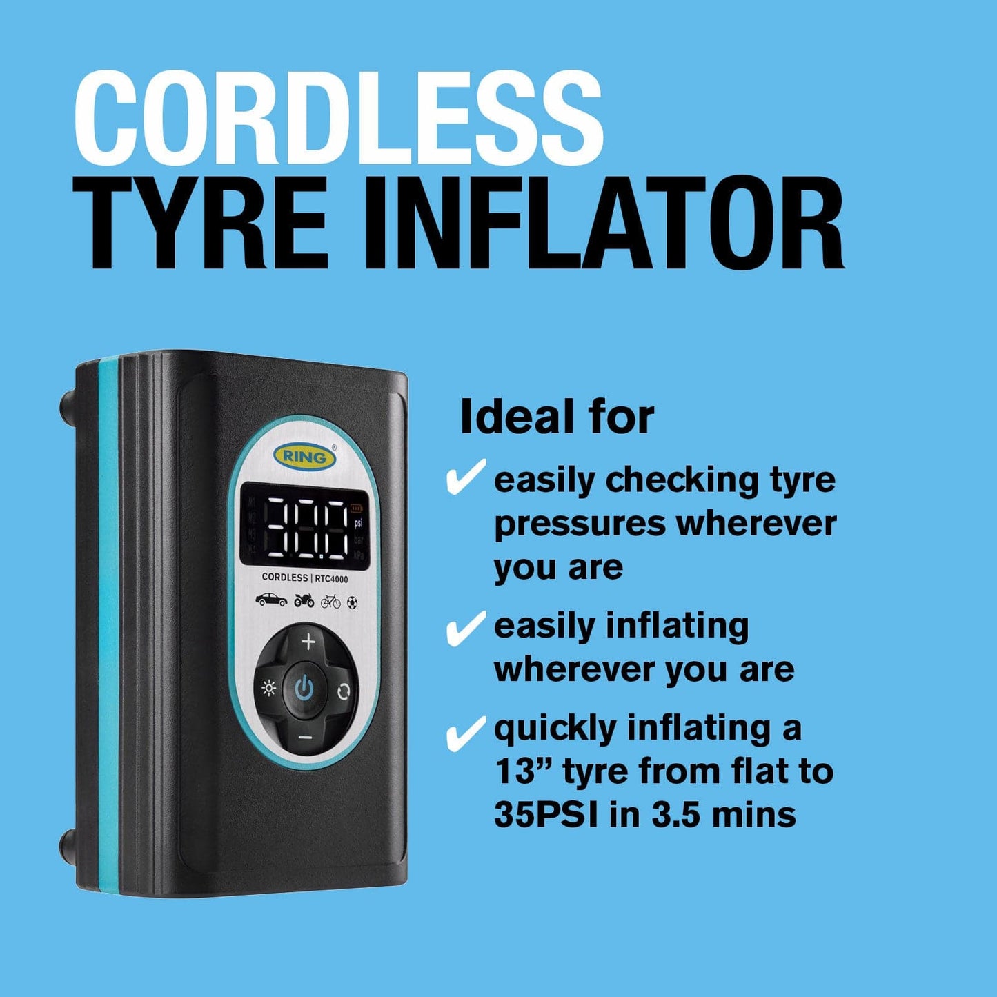 Ring Automotive Cordless Digital Tyre Inflator
