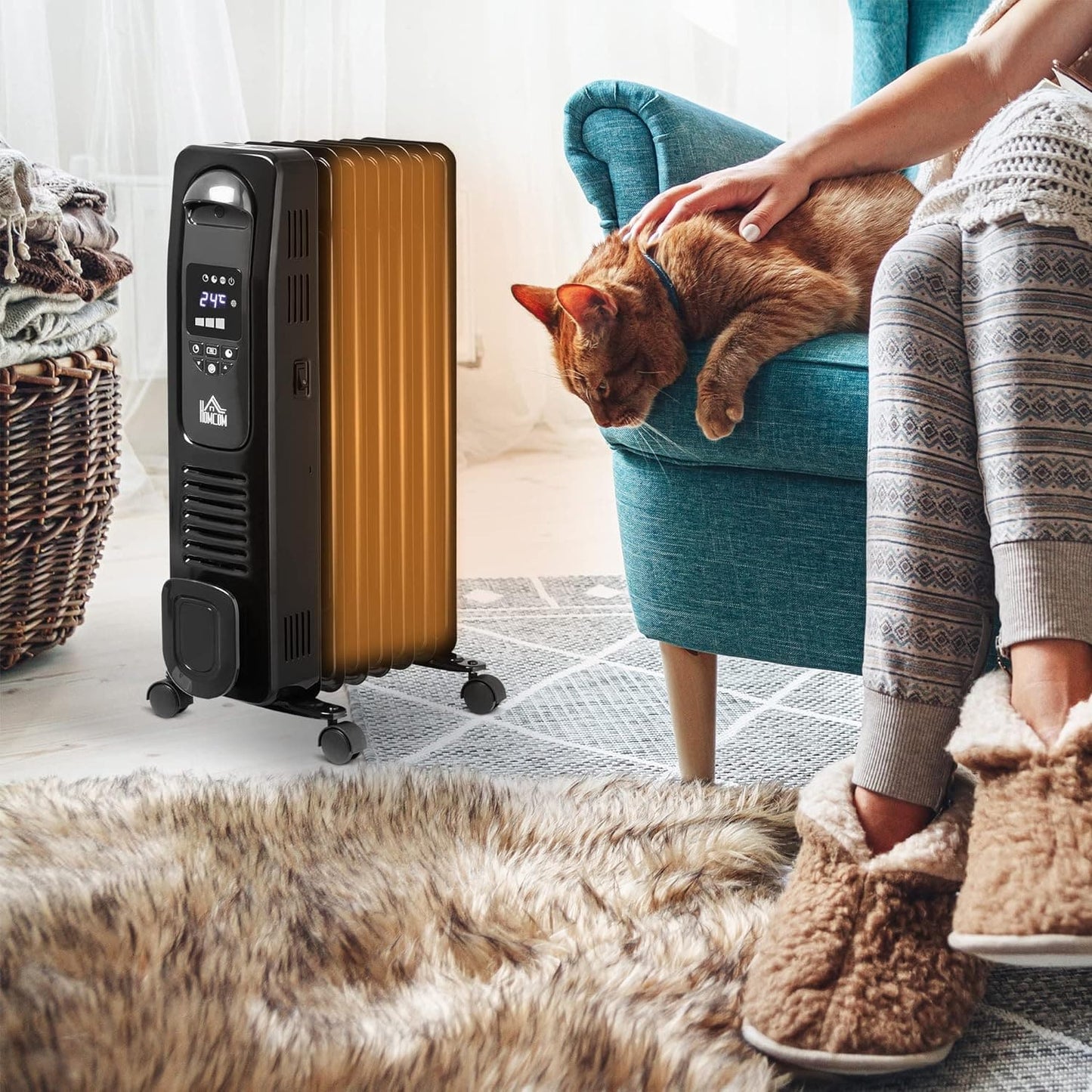 Maplin Plus 1630W 7 Fin Portable Oil Filled Radiator with Timer & Remote Control - maplin.co.uk