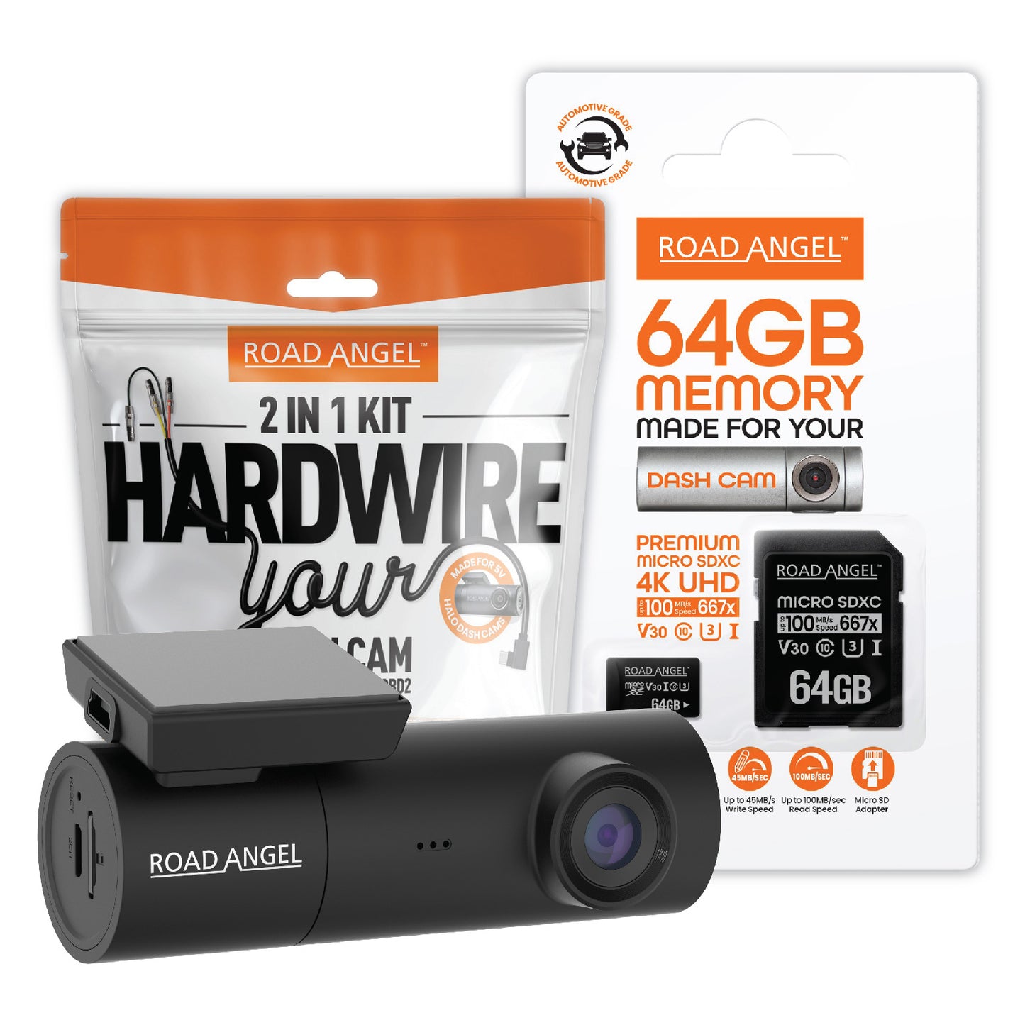 Road Angel Halo Spark Deluxe 1080p Dash Cam with 64GB SD Card & Hardwire Kit