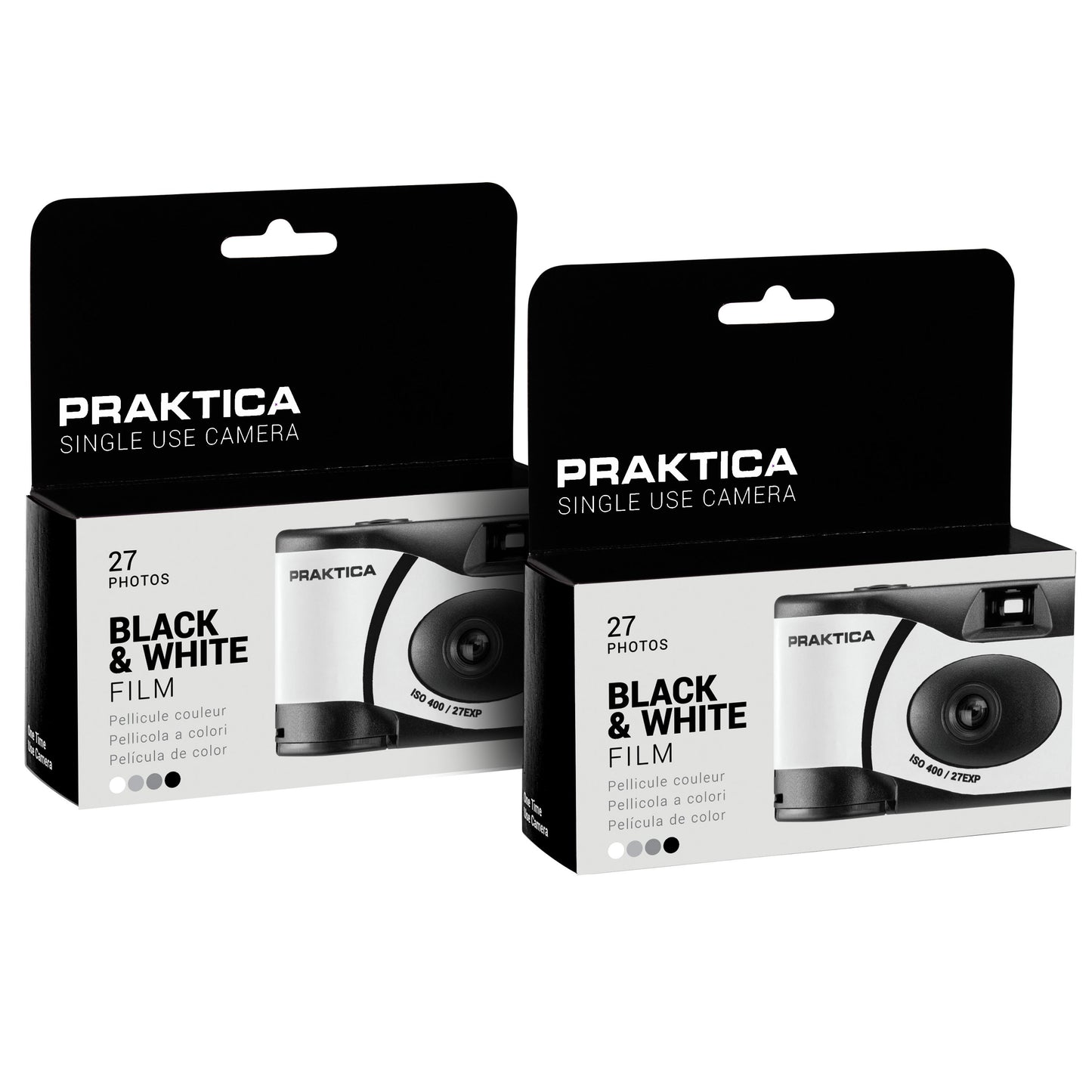 Praktica 35mm Single Use Disposable Film Camera with Flash - Black & White Film Pack of 2