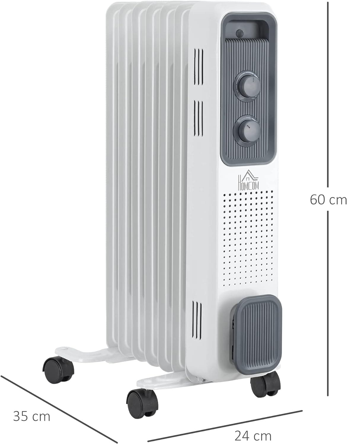 Maplin Plus 7 Fin Portable Oil Filled Radiator with Three Heat Settings - White - maplin.co.uk