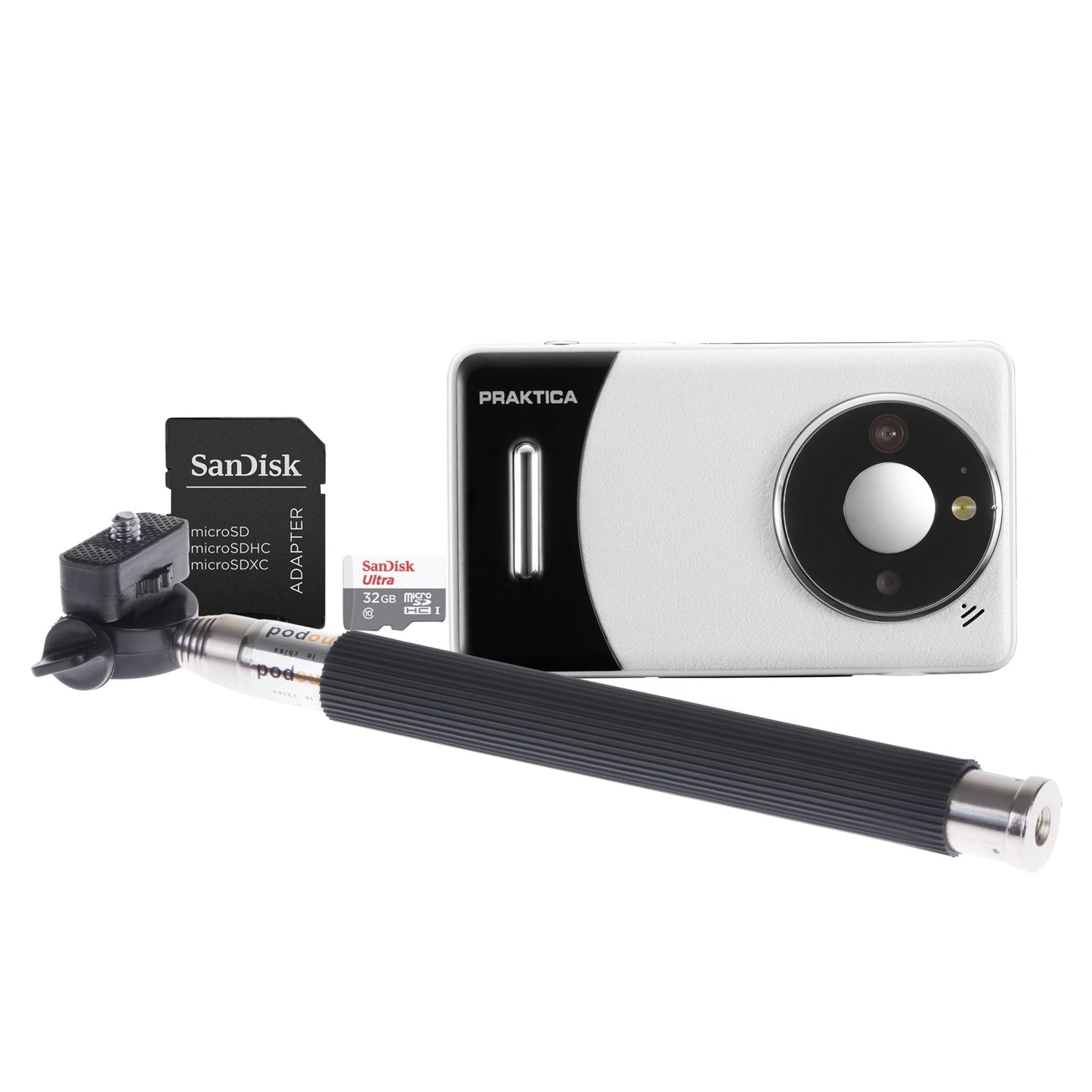 Praktica DZ13 Compact Digital Camera Camera + Sandisk 32GB MicroSD Card + Selfie Stick