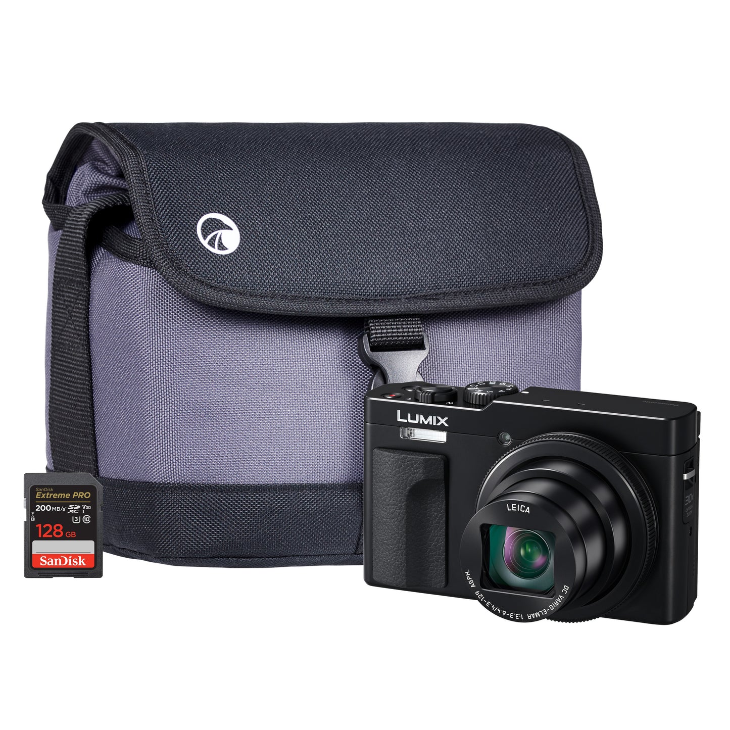 Panasonic DC-TZ99 Compact Camera - Black Camera + Sandisk 128GB SD Card + System Bag