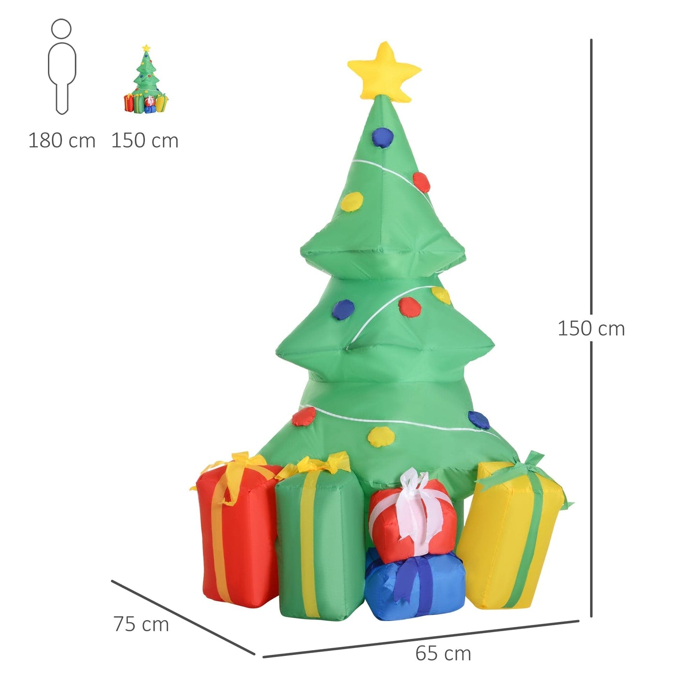 HOMCOM 5ft LED Inflatable Christmas Tree Decoration - maplin.co.uk