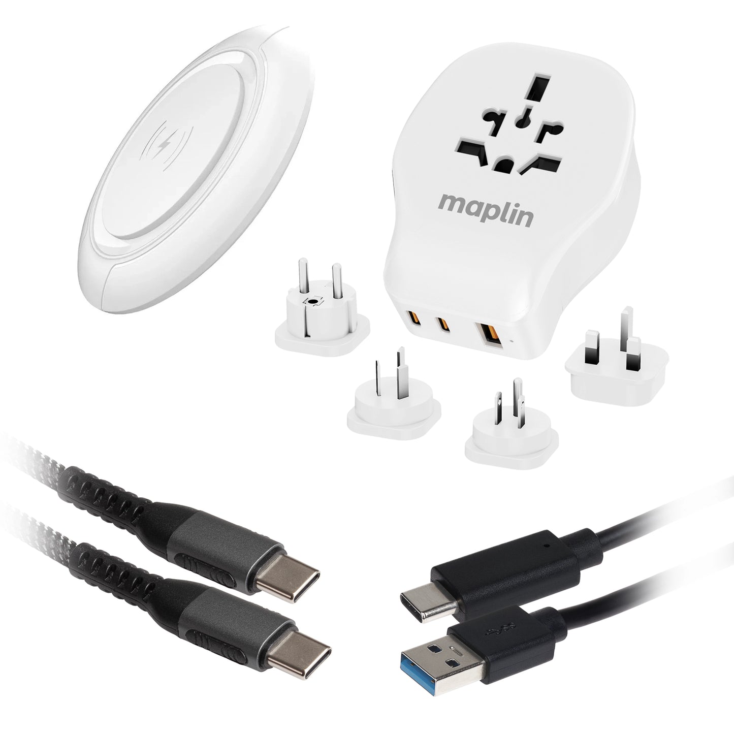 Maplin Travel Adapter & Wireless Charging Pad Kit