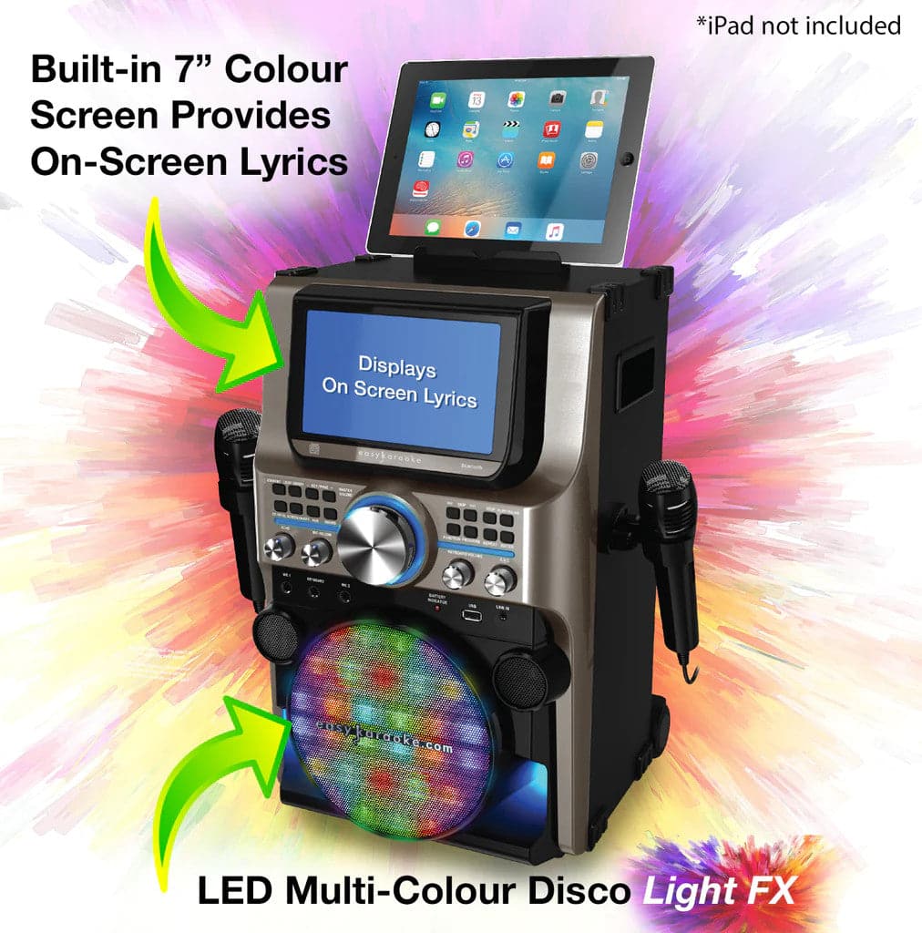 Easy Karaoke Ultimate Bluetooth Karaoke Machine with LED Multi-Colour Light Effects