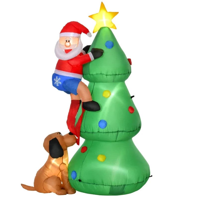 HOMCOM 1.8m Inflatable LED Christmas Tree with Santa Claus Decoration - maplin.co.uk