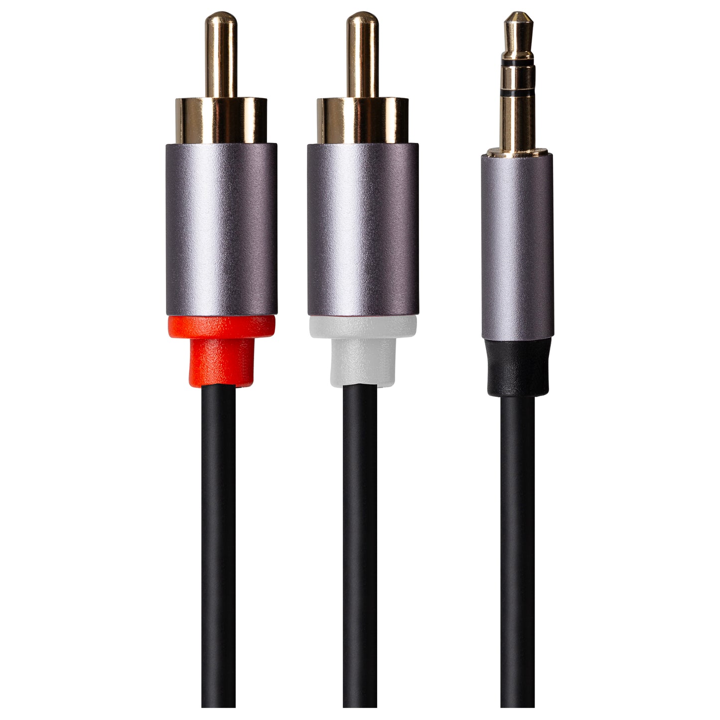 Maplin 3.5mm Aux Stereo 3-Pole Jack Plug to Twin RCA Phono Cable - Black, 1.5m (Pack of 2)