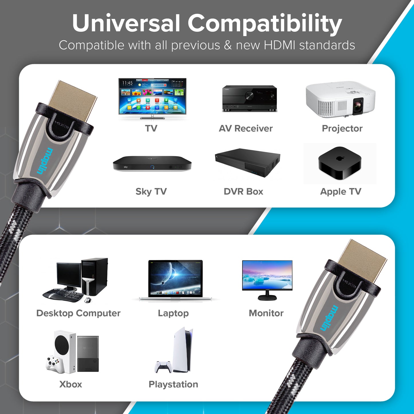 Maplin HDMI to HDMI 4K Ultra HD Braided Cable with Gold Connectors - Black, 1m - maplin.co.uk
