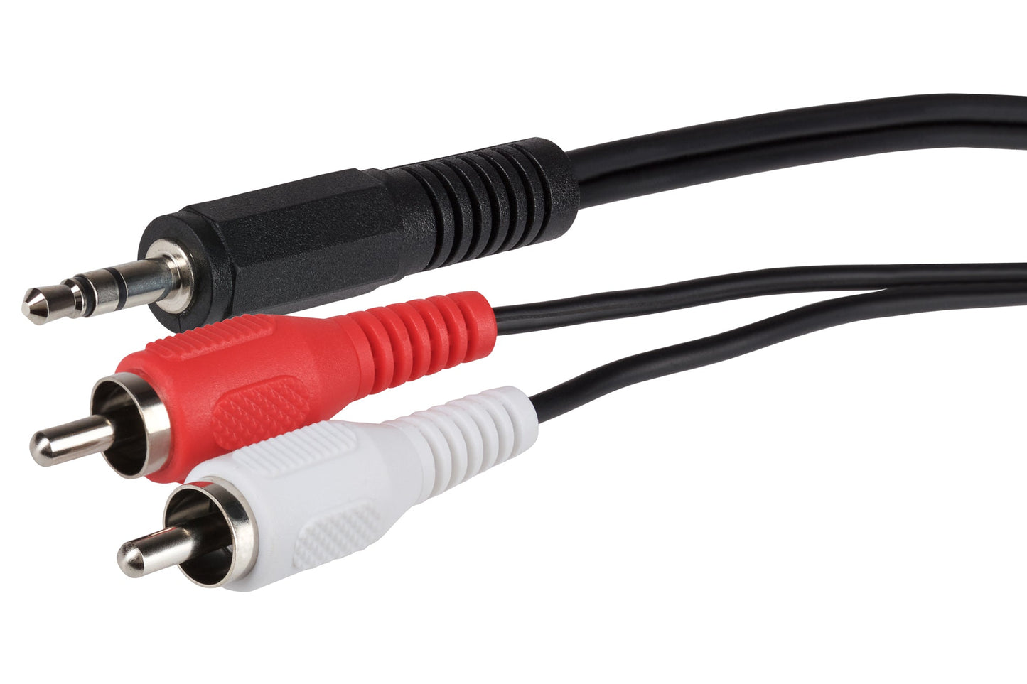 Maplin 3.5mm Aux Stereo 3-Pole Jack Plug to Twin RCA Phono Cable - Black - maplin.co.uk