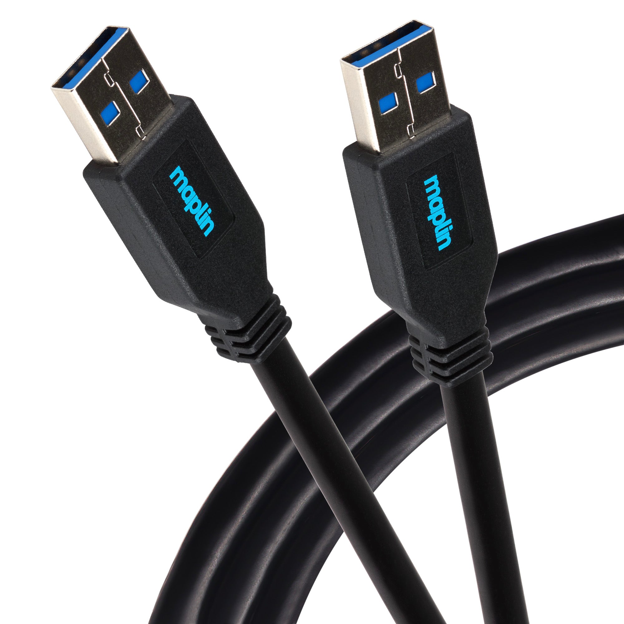 Maplin Premium – Cavo USB 3.0 Maschio A Maschio, 3 Metri, Nero, Trasferimento Fino A 5 Gbps, Connettori Nichelati