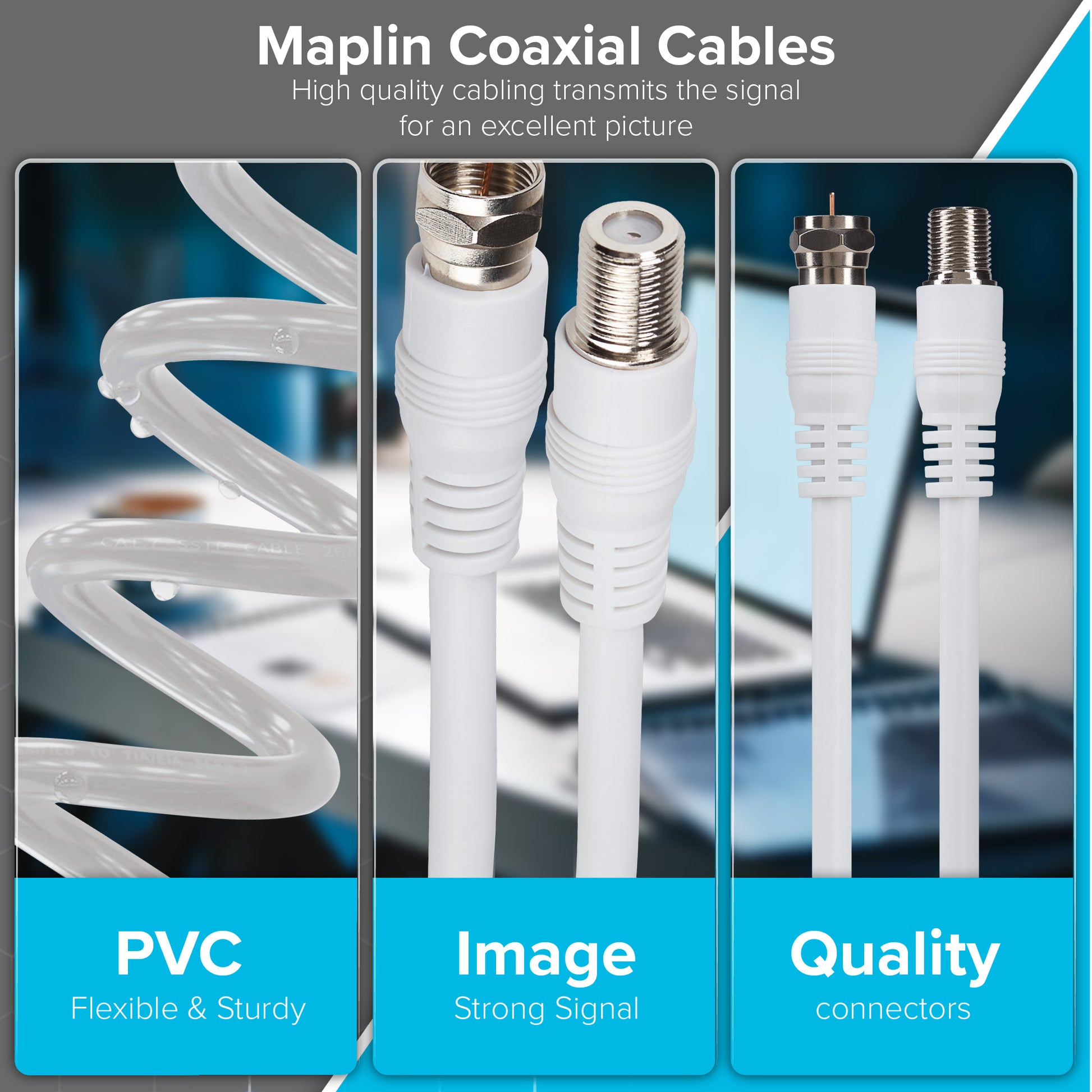 Maplin F Type Male to F Type Female TV Satellite Aerial Coaxial Extension Cable - White - maplin.co.uk