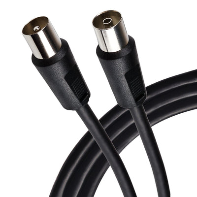Maplin TV Aerial Extension Cable Coaxial RF Male to RF Female - Black 5m