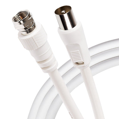 Maplin Satellite to TV Aerial Cable Coaxial F Type Male to RF Male - White, 1m (Pack of 2)