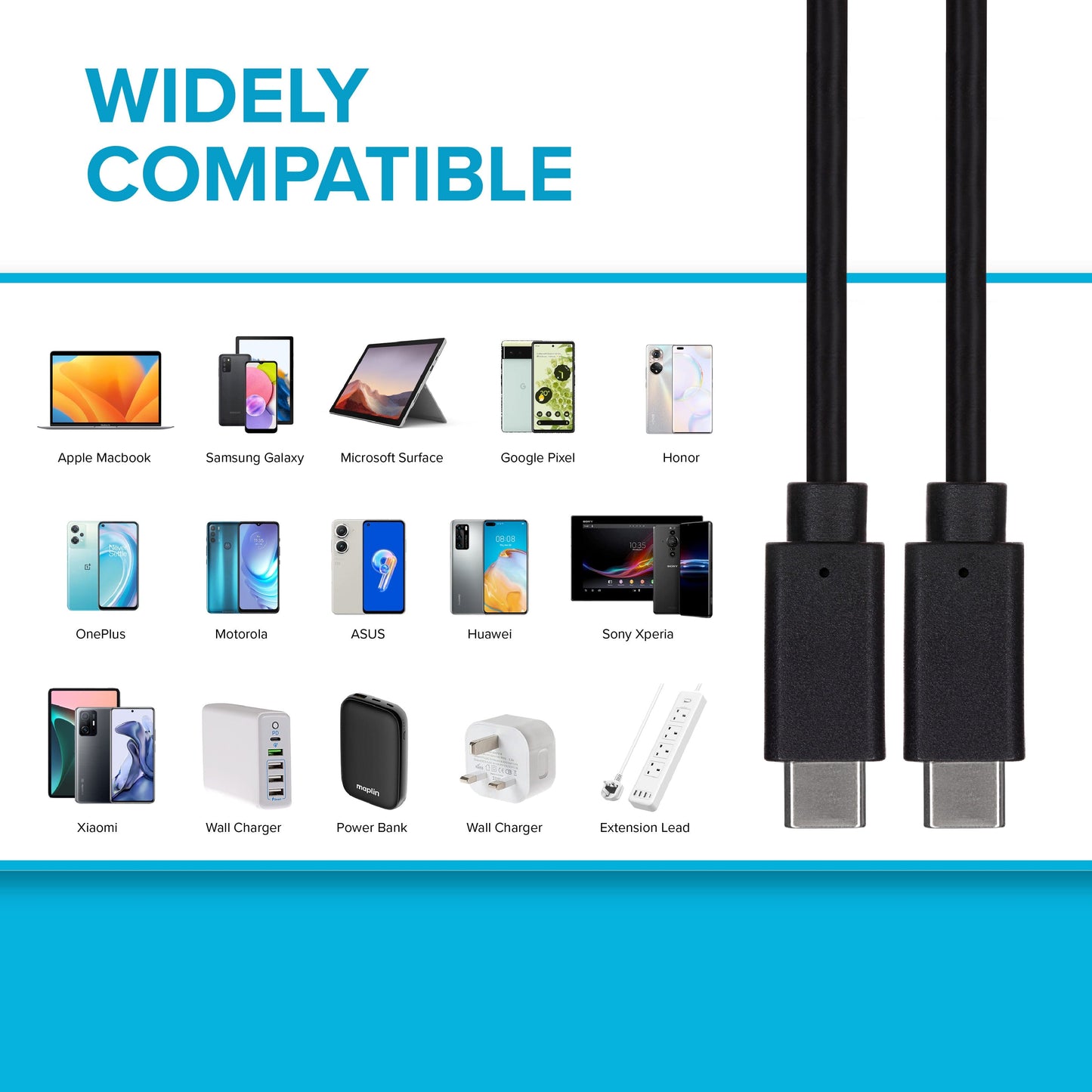 Maplin USB-C to USB-C Cable - Black, 2m - maplin.co.uk