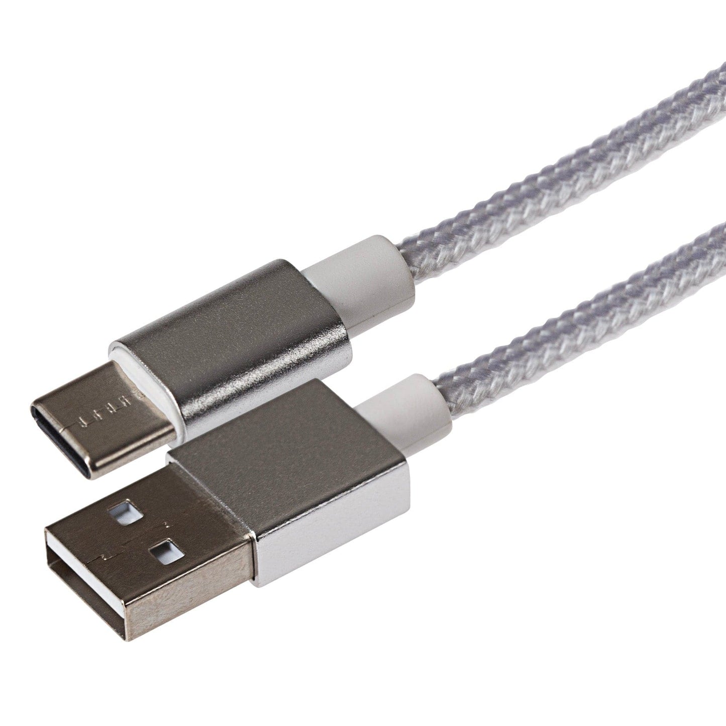 Maplin USB-C to USB-A Braided Cable - Silver, 2m (Pack of 3)