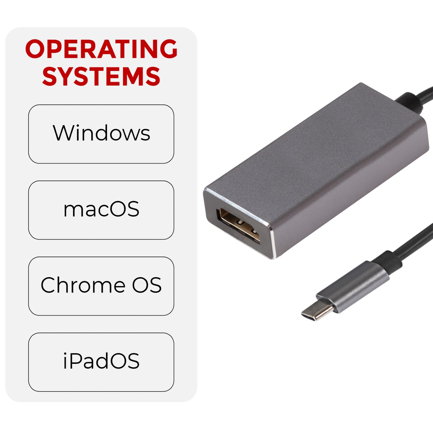 Maplin USB-C to HDMI V3.1 Adapter (Supports 4K Ultra HD @30Hz) - Grey, 0.12m