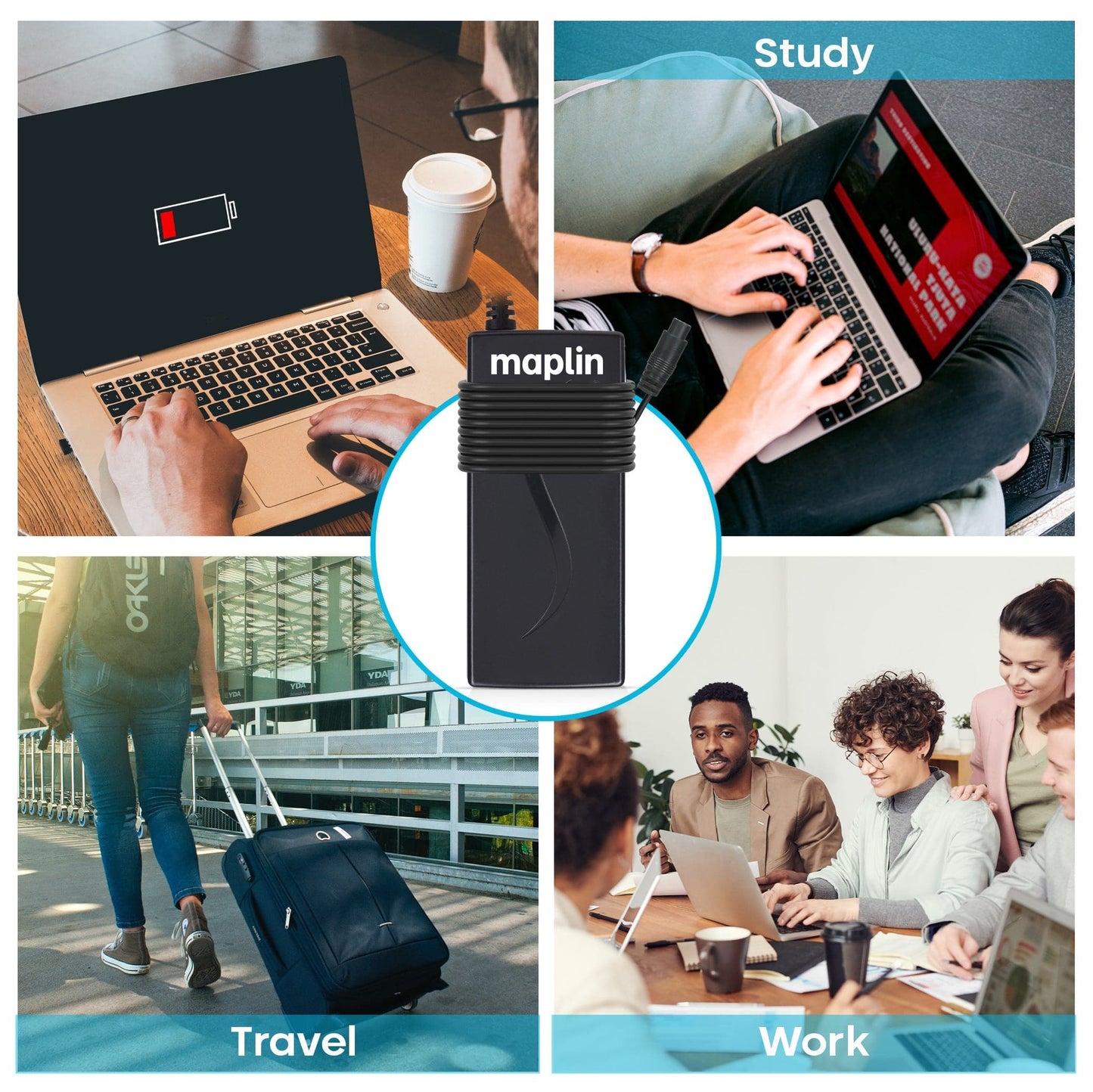 Maplin 90W Universal Laptop Charger Power Supply with 12 Interchangeable Tips - maplin.co.uk