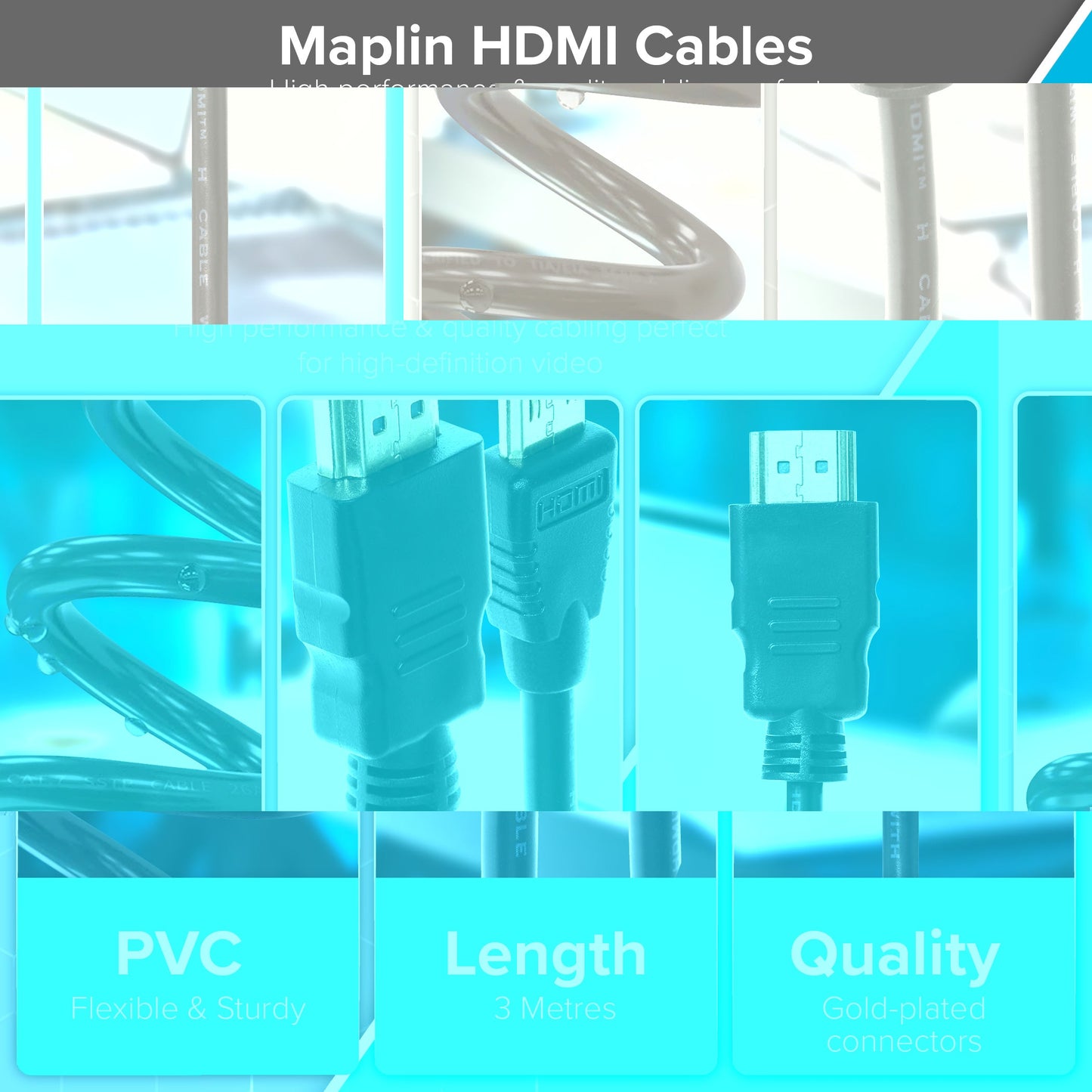 Maplin HDMI to Mini HDMI 4K Ultra HD Cable with Gold Connectors - Black, 3m - maplin.co.uk