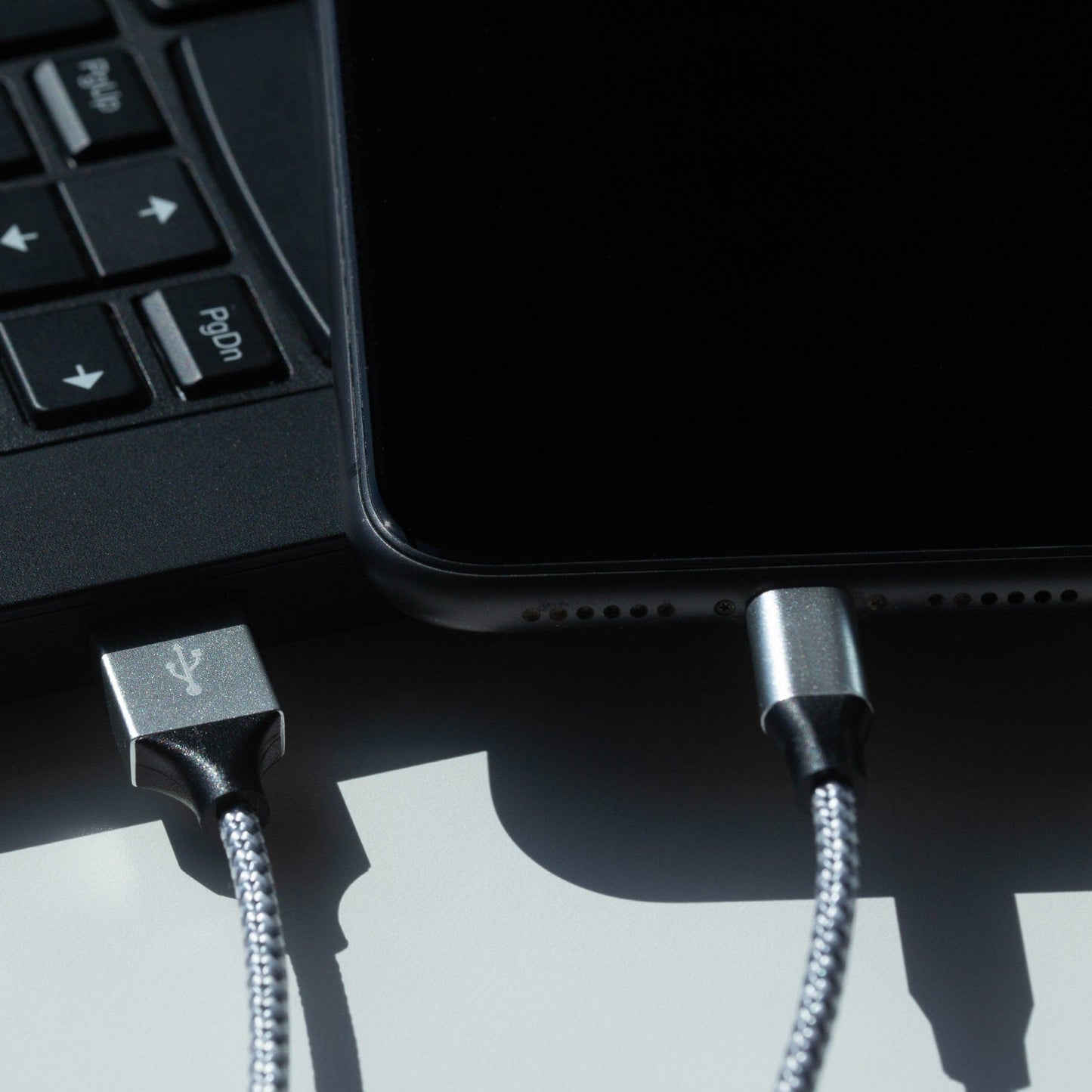 Maplin Lightning Connector to USB-A Braided Cable - Silver, 1m (Pack of 2)