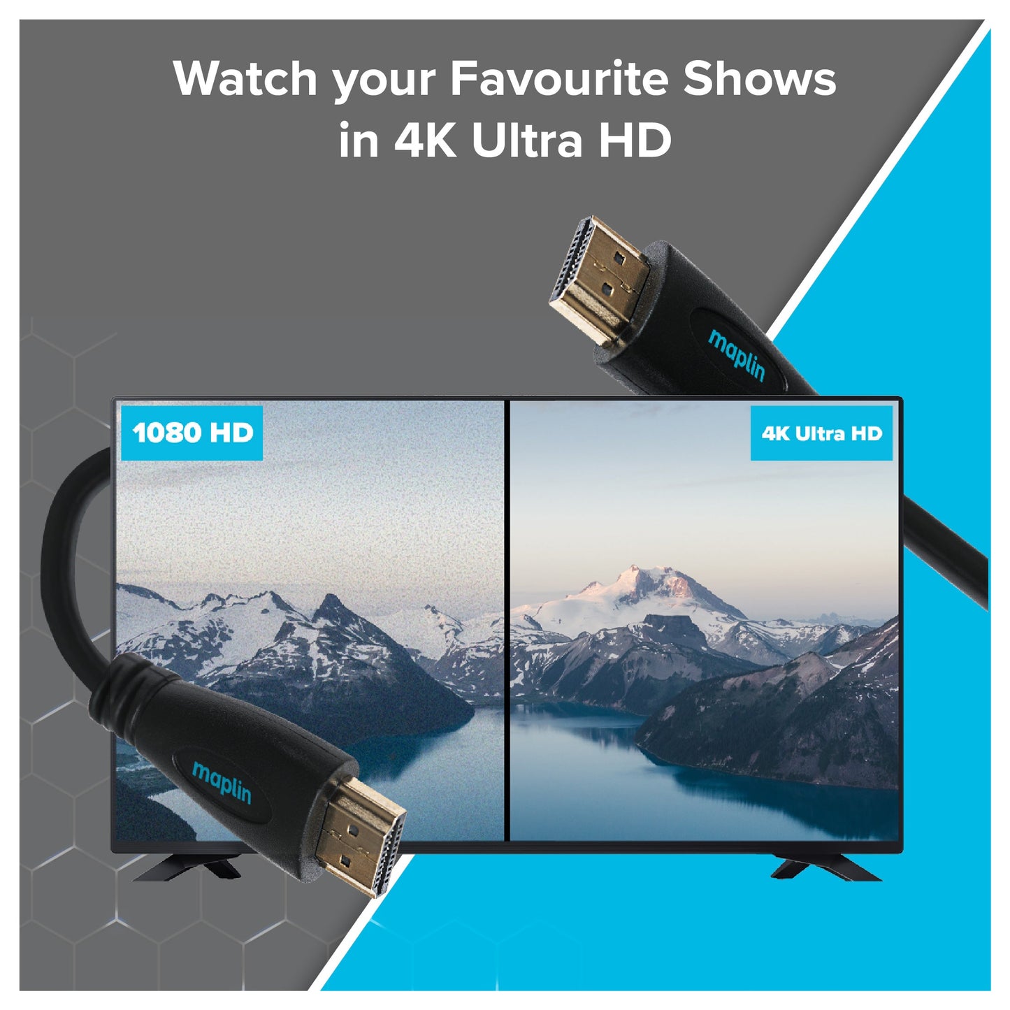 Maplin Thin HDMI to HDMI 4K Ultra HD Cable with Ethernet & Gold Connectors - Black, 3m - maplin.co.uk