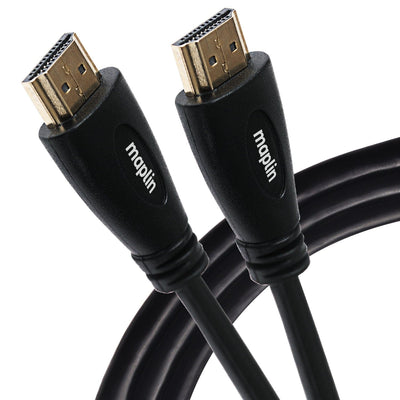 Maplin Thin HDMI to HDMI 4K Ultra HD Cable with Ethernet & Gold Connectors - Black, 3m (Pack of 4)